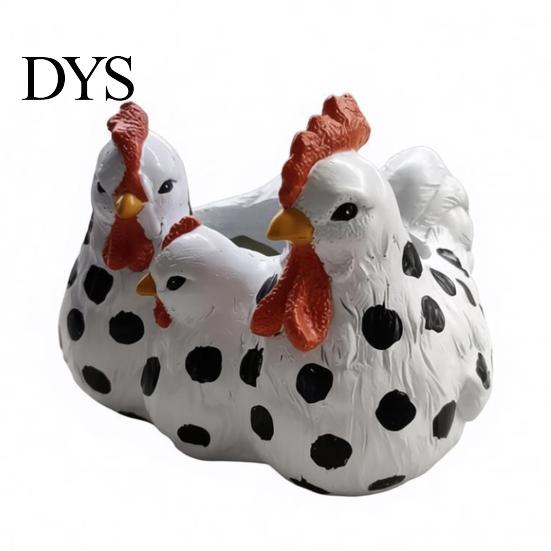 Plant Container for Bedroom Chicken Family Resin Planter, Cute Pot, Decorative Farmhouse Succulents Indoor Outdoor Decor Flower Pot Plants