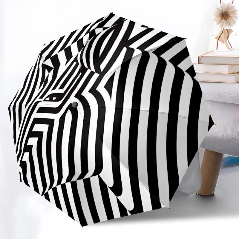 1pc Abstract Pattern Automatic Open/Close Umbrella - Compact Travel Umbrella with 8-Rib Durable Frame, Lightweight & Portable Design Z65