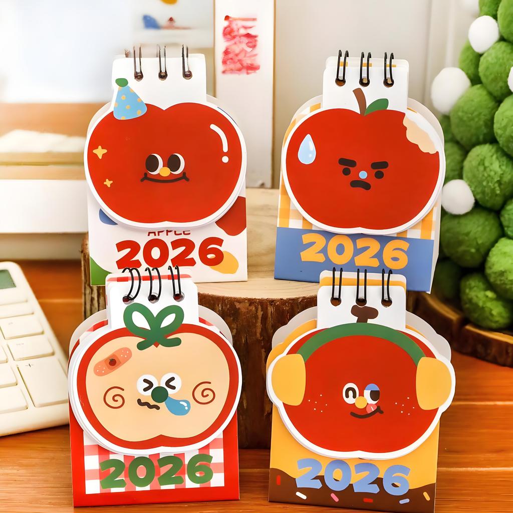 2026 Mini Apples Desktop Calendar Colorful Cute Plan Punch Calendar Gift Desk Calendar Office Desktop Ornaments