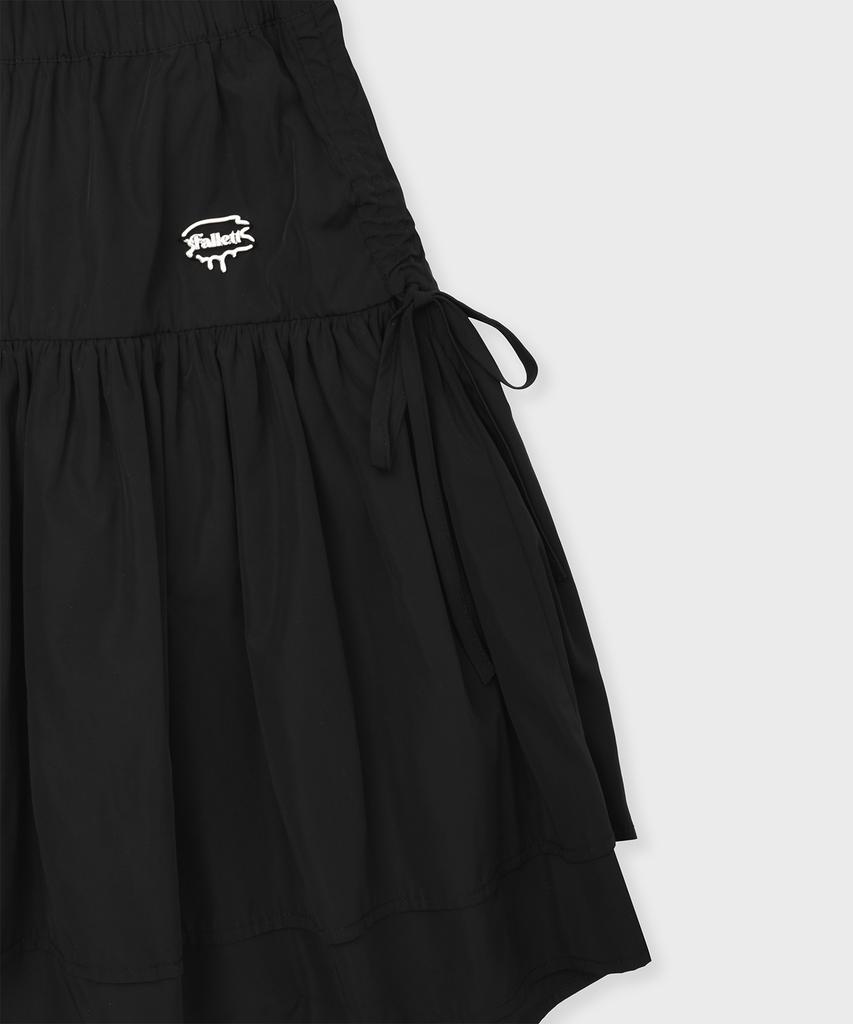 Pallet Layered Shirred Mini Skirt Black