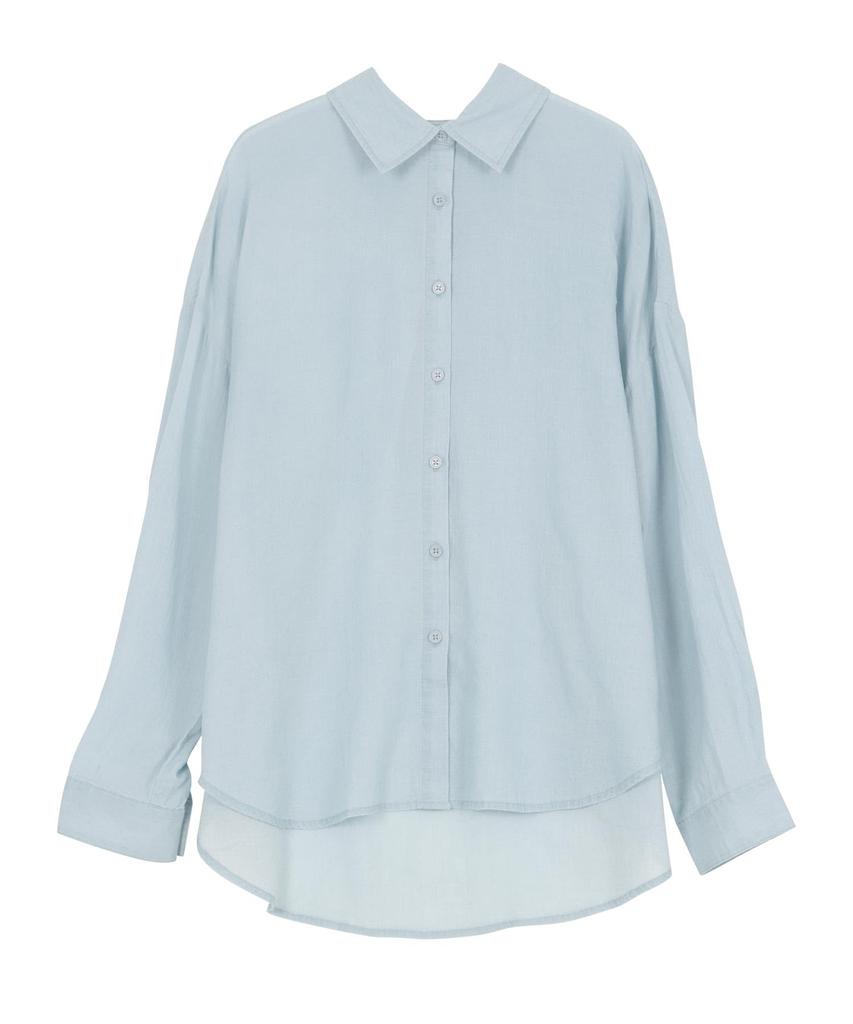 Kobe Lettuce Sheer Denim Long Perfect for and Elegant Perfect for Air Conditioning and Sun Light Blue Shirt, Sleeve, Layering, Casual, Styles,