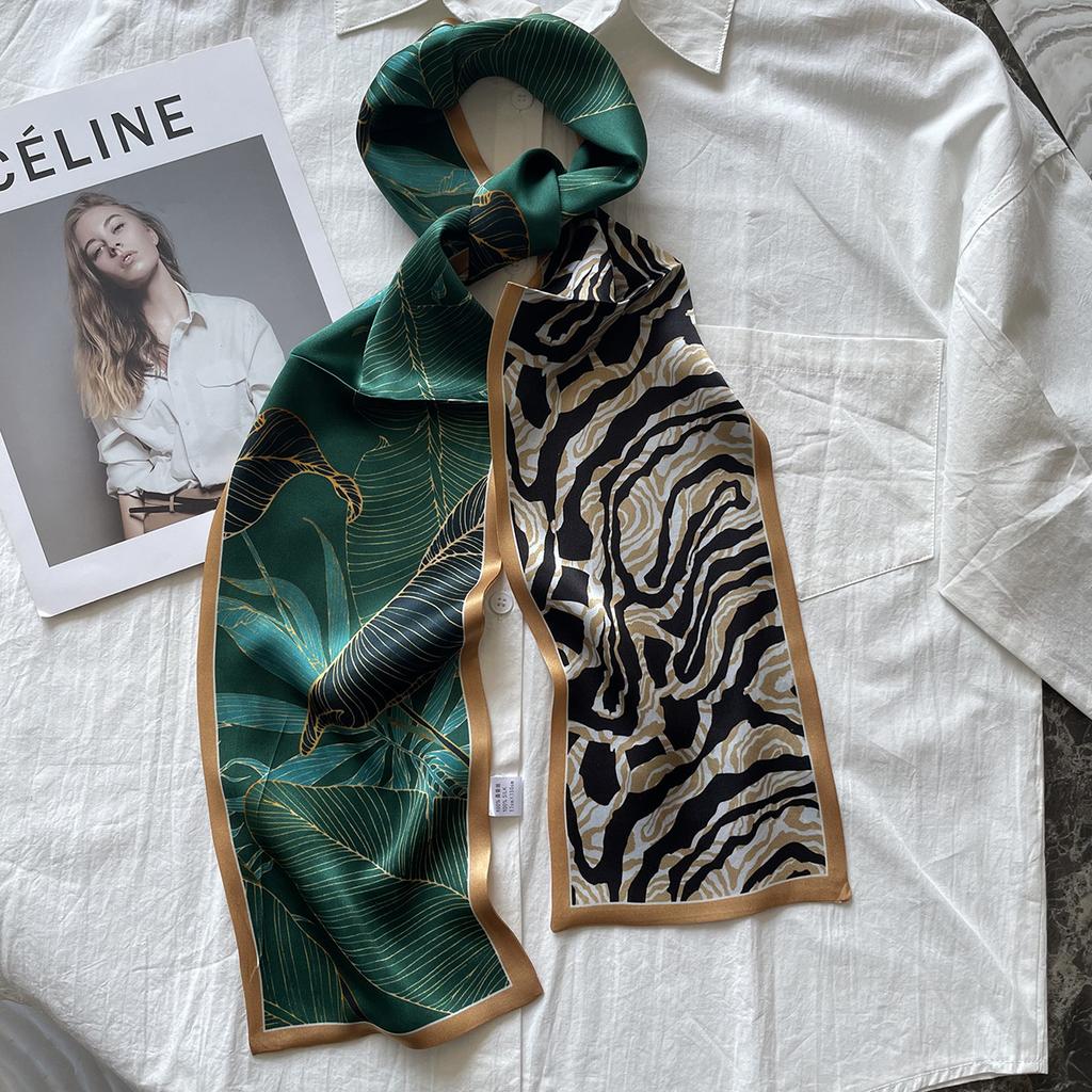 Oil painting, landscape painting, silk silk scarf, women's slender silk scarf, high-end double-layer double-sided streamer, sunscreen shawl