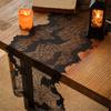 Spooky Bat Cobweb Black Table Runner for  Party Decoration, Polyester Fabric Cobweb Table Runner Cover