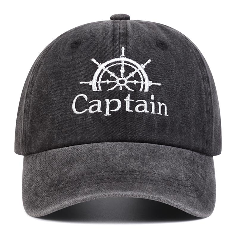 Unisex Captain/First Mate Letter Embroidery Wash Baseball Caps Spring and Autumn Outdoor Adjustable Casual Hats Sunscreen Hat