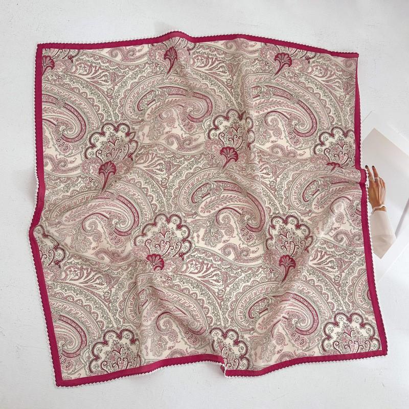 100% Silk Crepe Square Scarf Women Fashion Office Decorative Lace Neckerchief