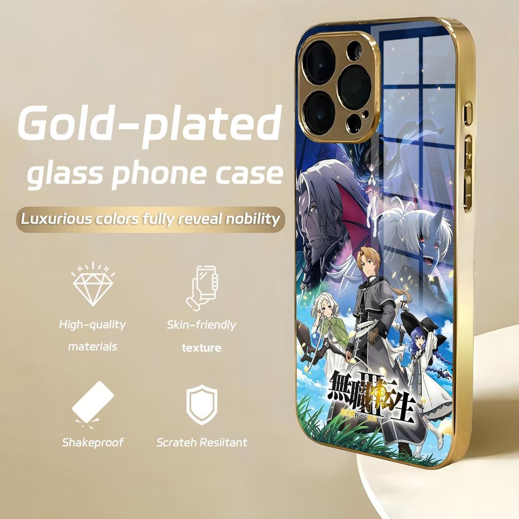Mushoku Tensei Phone Case For iPhone17 16 16e 15 14 13 12Plus Mini Pro Max Electroplated glass Phone Case