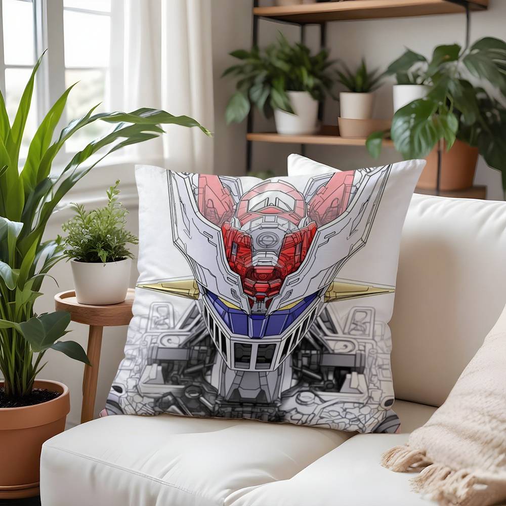 

M-Mazinger Z R-Robot Pillow Case Plush Fabric Soft Pillowcase Double Sided Print Cushion Cover Household Gifts 12x12Inch