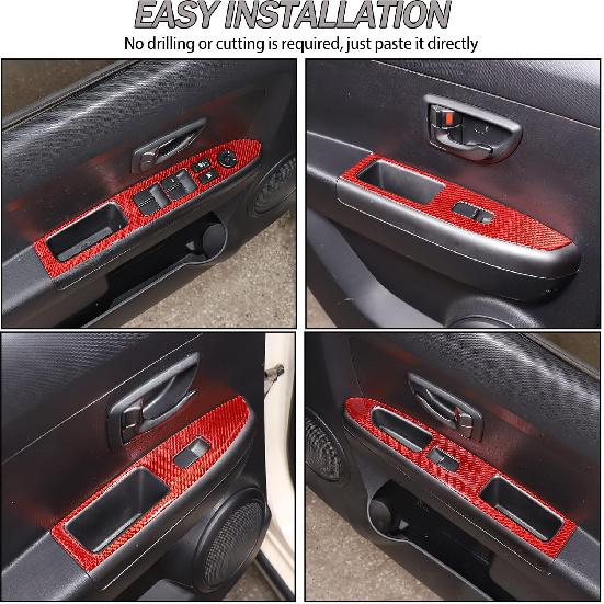 Lcojicep Car Carbon Fiber Sticker Compatible with Kia Soul 2009-2013 Real Red Carbon Fiber Sticker Decal Interior Trim Cover Accessories (Glass