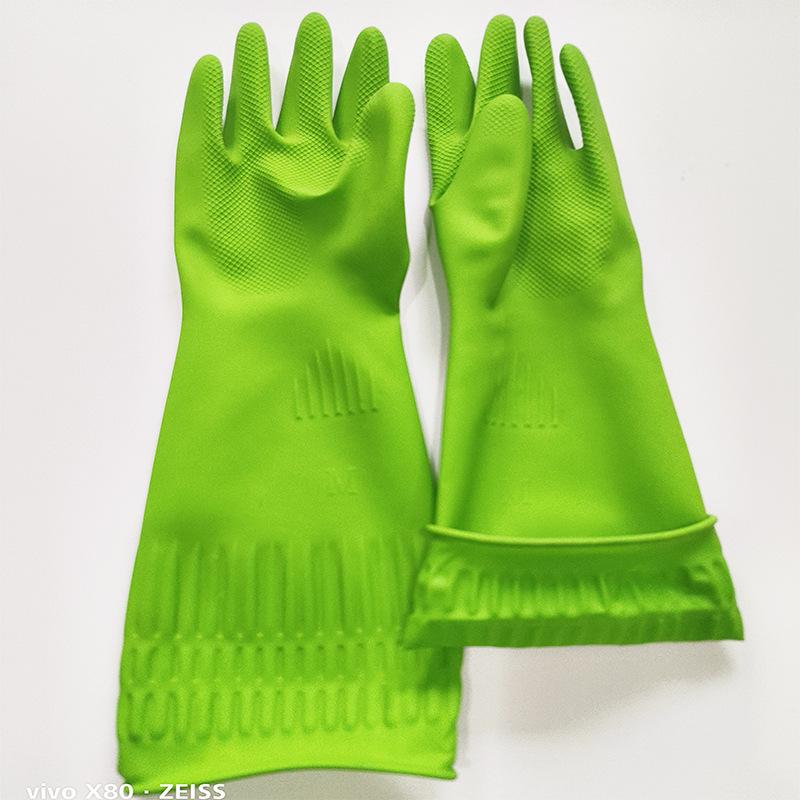 Extended Waterproof Latex Kitchen Gloves for Dishwashing and Cleaning
