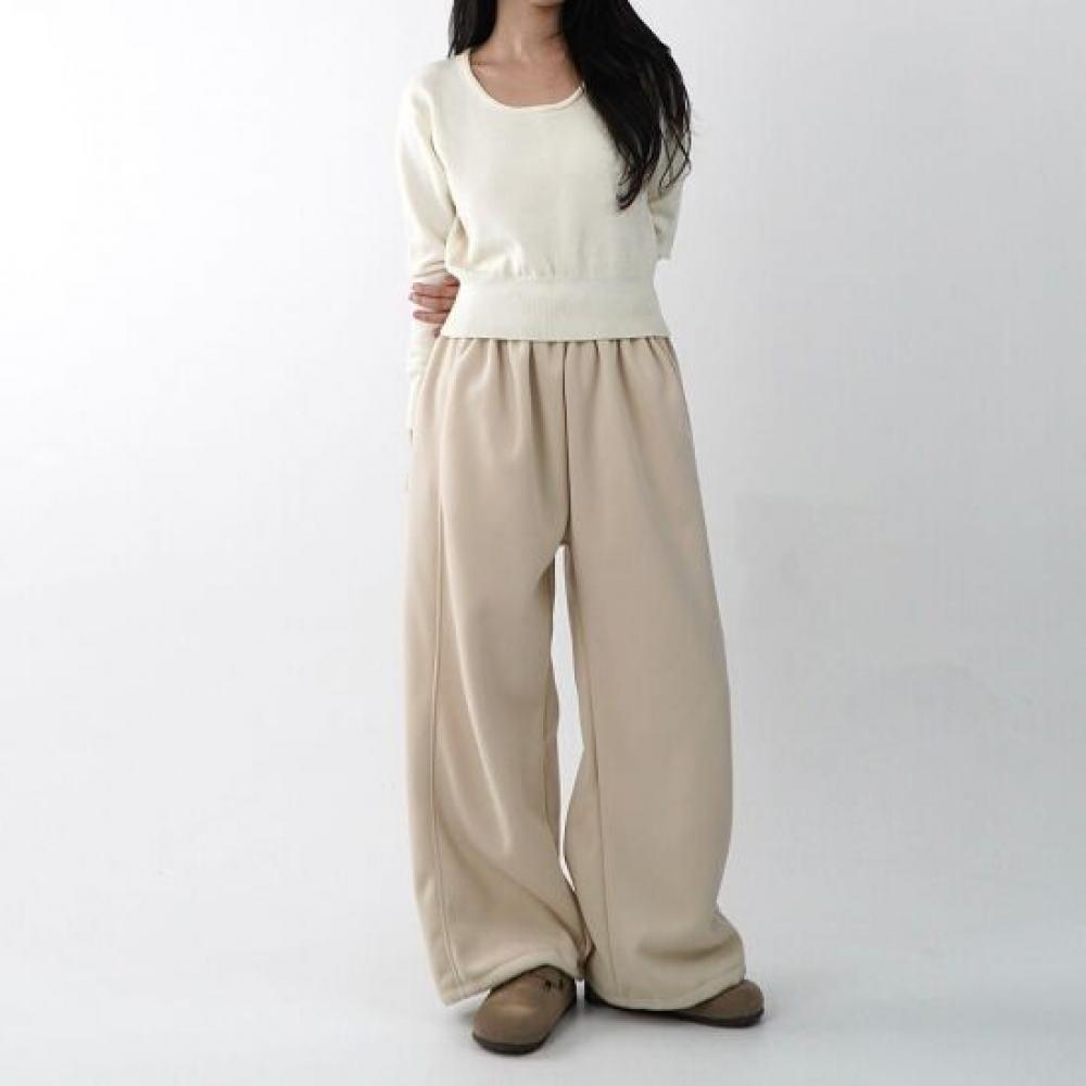Onl Women Fleece Paneled Banded Wide Pants Training Pants