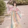 Womens Hanfu Style Ruqun Set Ancient Jin Dynasty Inspired Wide Sleeve Embroidered Floral Daily Wear