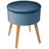 Atmosphera "Tess" Velvet Storage Stool - Blue