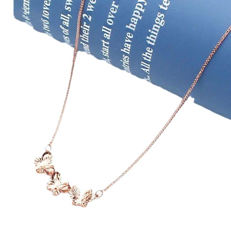 Purple Gold Butterfly Necklace, Simple Niche Temperament, Elegant Rose Gold-Plated Color Gold Chain