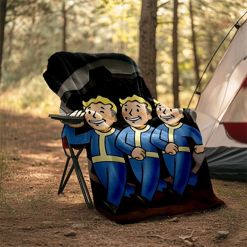 1pc NUKA-BOMBS Fallout1 Theme Blanket - Digital Print, Polyester, Cozy for All Seasons, Perfect for Outdoor, Camping, and Travel