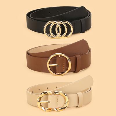 3 piezas Cinturones minimalistas y elegantes versátiles para mujer, Cinturones clásicos para jeans y vestidos, Cinturones elegantes de color sólido