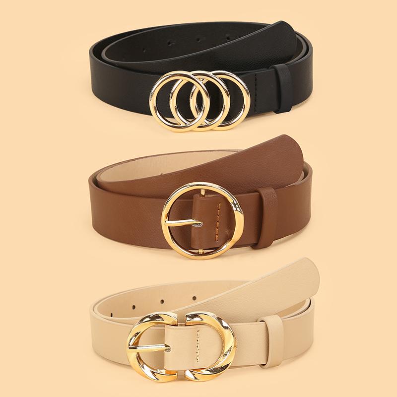 3pc Women'S Minimalist and Stylish Versatile Belts, Classic Belts for Jeans and Dresses, Solid Color Elegant Belts