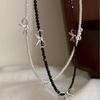 Fashion Sweet Bow Pearl Necklace for Women Girls Sparkling Delicate Ribbon Bowknot Beaded Chain Chokers Party Jewelry Gift
