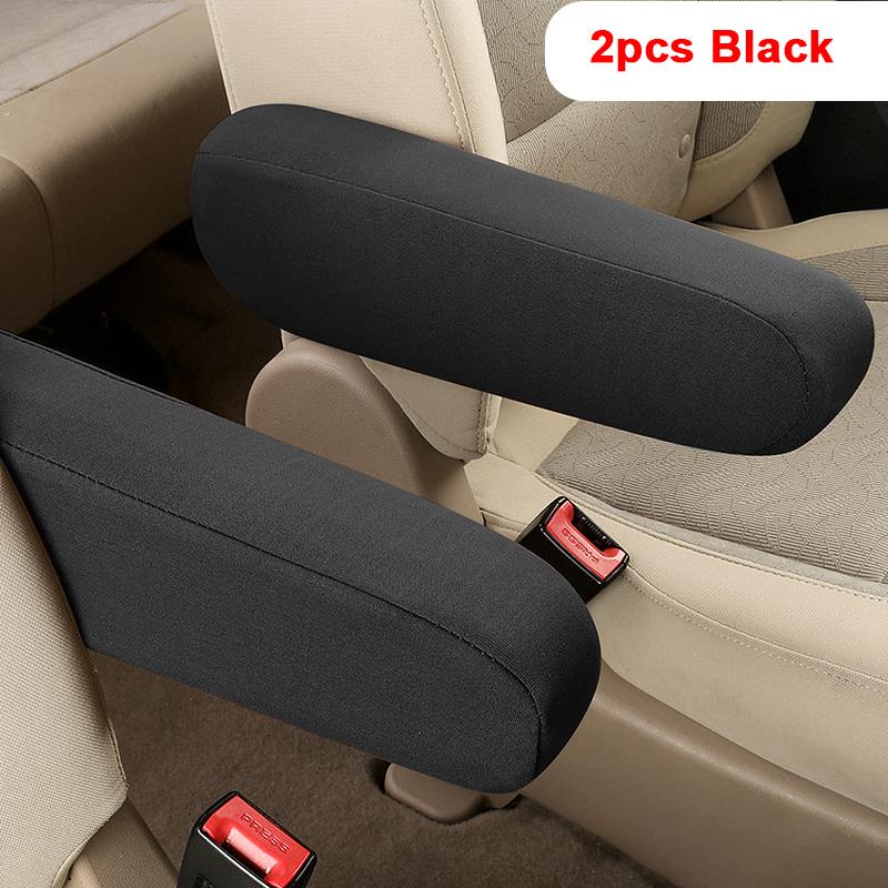 2pcs Car Seat Armrest Cover Soft Comfortable Elastic Cloth Auto Interior Armrest Dust Proof Hand Armrest Protector Covers 2pcs black