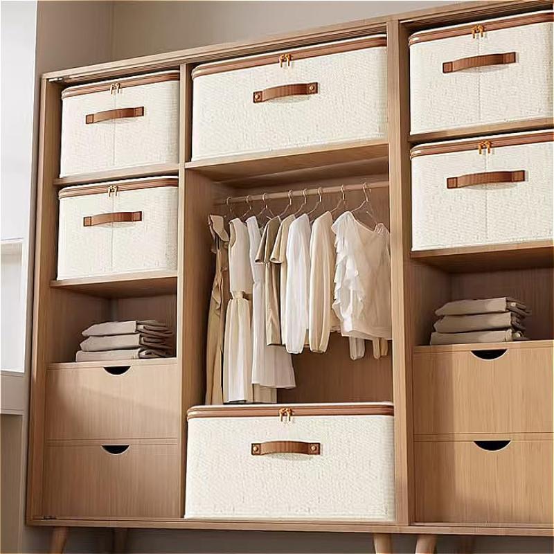 Wardrobe Clothes Organizer with Zipper Portable Foldable Durable Space-Saving for Home Dorm Room Storage Use