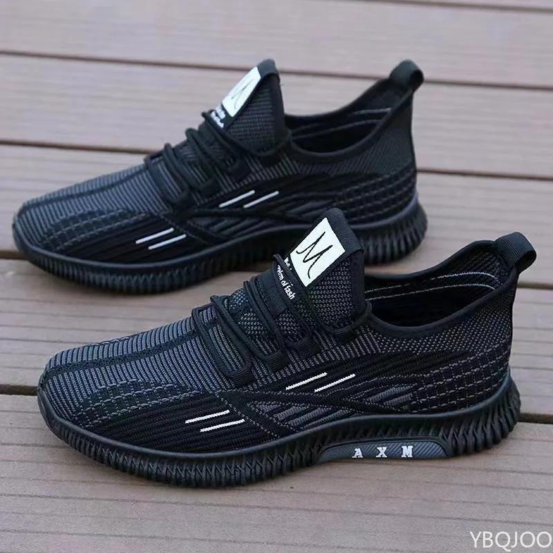 Fashion Casual Men's Shoes Spring New Mesh Breathable Running Trendy Color Blocked Men's Flat Bottom Vulcanized Single Shoes Sneakers