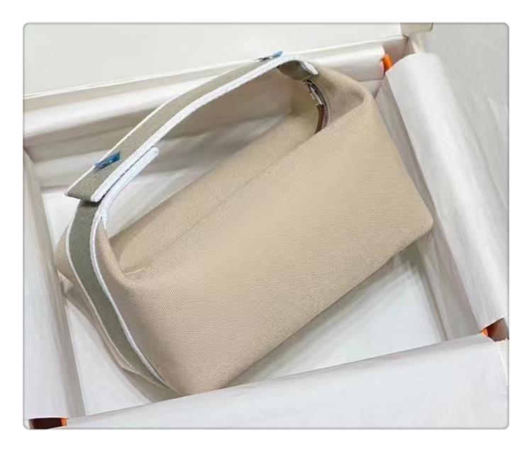 2025 Contrast Color Canvas Lunch Bag & Toiletry Cosmetic Handbag - Women's One-Shoulder Large Capacity