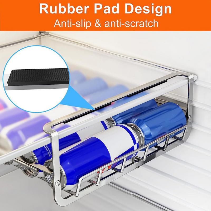 Drink Organizer For Fridge Automatic Beverage Organizer Soda Can Organizer Rack Stainless Steel Can Storage Holder For