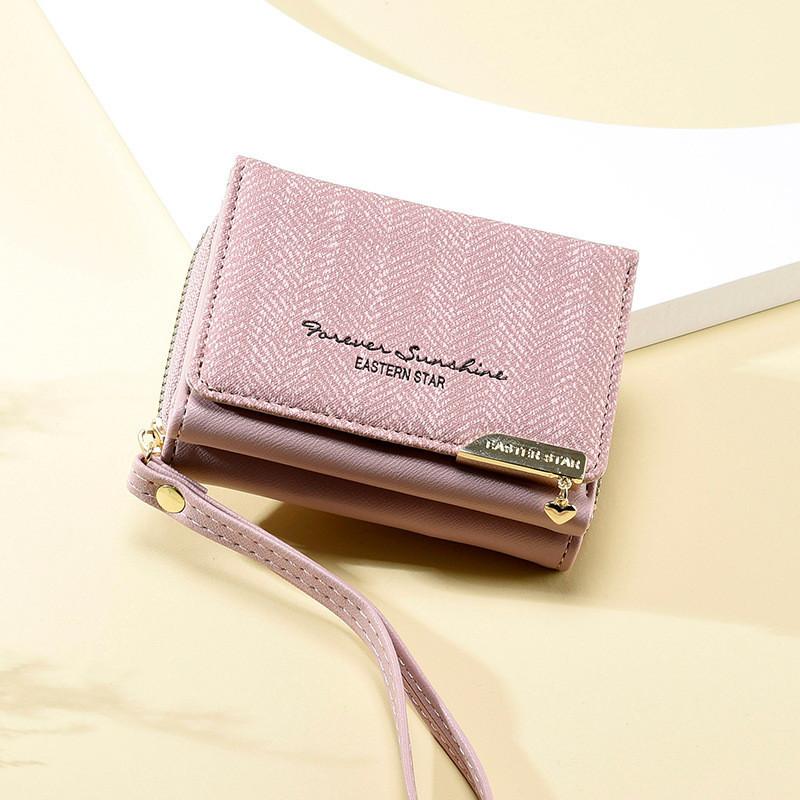 New Korean Style Women's Wallet Short Zipper Multi-card Pure Color Coin Wallet Wholesale Pu Material