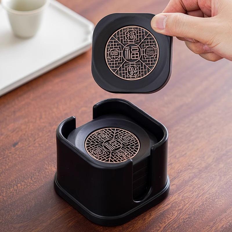 New 6Pcs PVC Coasters Dining Table Protector Pad Heat Resistant Cup Mat Coffee Tea Hot Drink Mug Placemat Kitchen Accessories