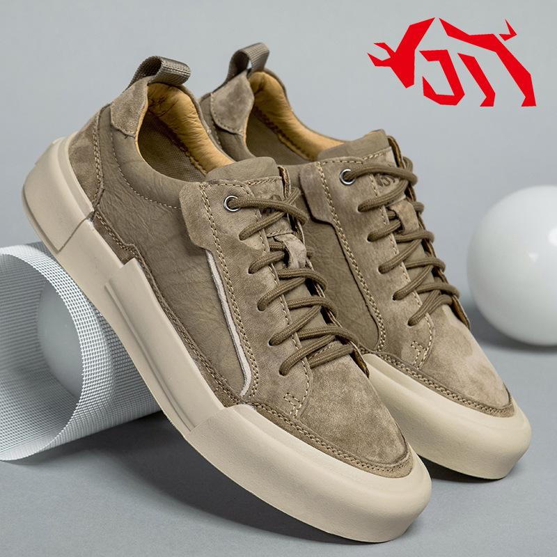 Trend Genuine Leather Casual Shoes for Men Luxury Platform Sneakers Non-Slip Flats Men Tenis Shoes Non-Slip Male Skateboard