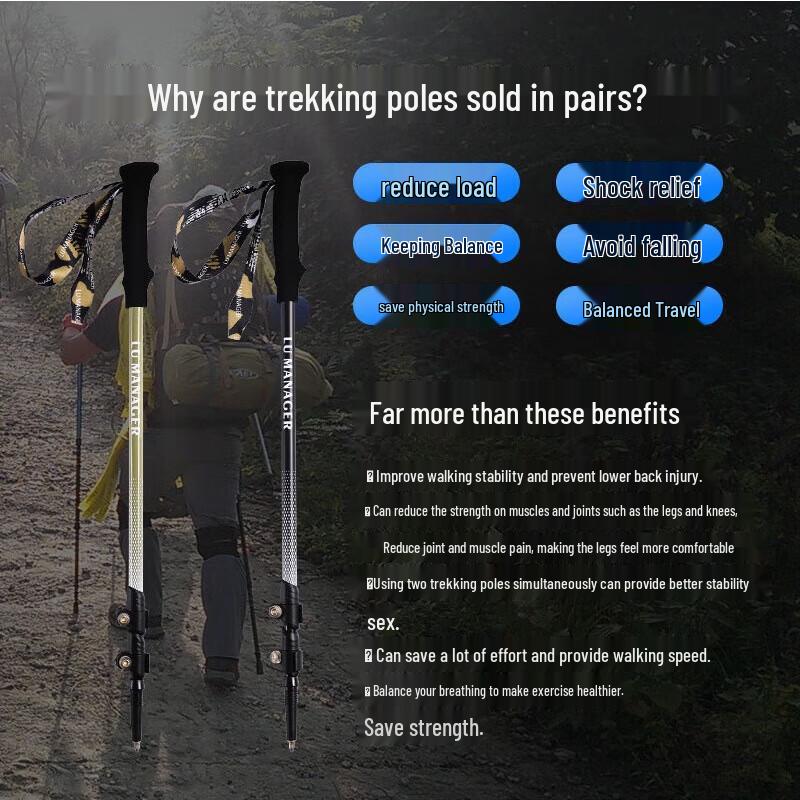 Linpan Carbon Fiber Folding Hiking Pole