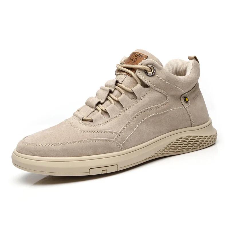 Fashion Hot Sale Brand Men Sneakers Fashion Casual Leather Ankle Boots Male Handmade Leather Sport Shoe Antiskid Lace-Up High Top Boot