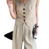 Trendiges ärmelloses Weste & Hose mit weitem Bein Set - Damen Sommer Koreanischer Stil