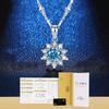 Simulated Moissanite Sunflower Pendant Necklace Full Crystal Zircon Jewelry Women Gift