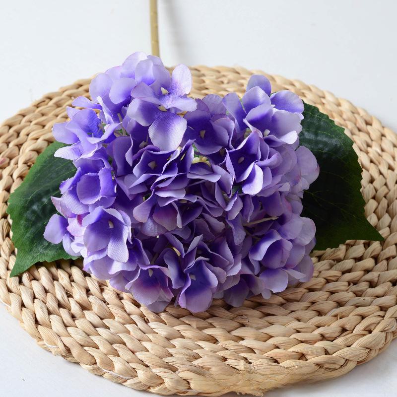 Artificial Silk Hydrangea with Leaves for Home Decor, Weddings, and Photography