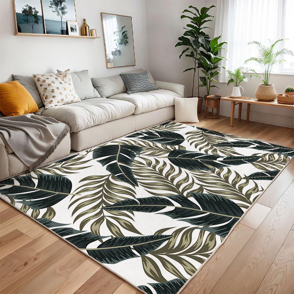 Tropical Floral Area Rug for Living Room Bedroom Colorful Botanical Print Non-Slip