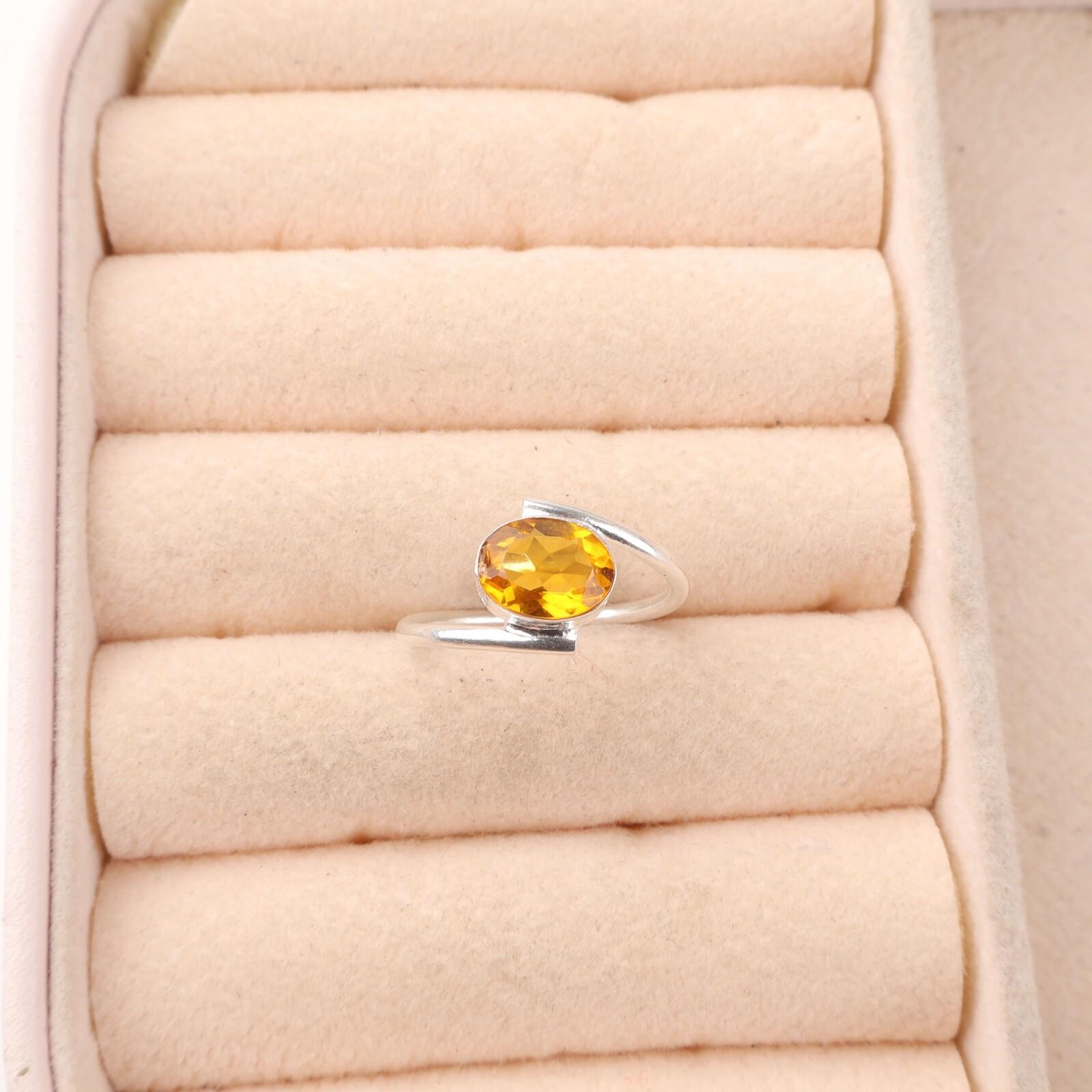 

Цитрин Драгоценный камень 925 Стерлинговое серебро Ювелирные изделия Ручной работы Кольцо для женщин Подарок RR-31-1 6