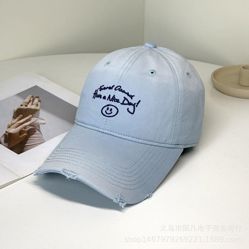 Letter Embroidered Baseball Cap Children's Summer Versatile Simple Sun Hat Showing Face Small Holes Peaked Cap Men