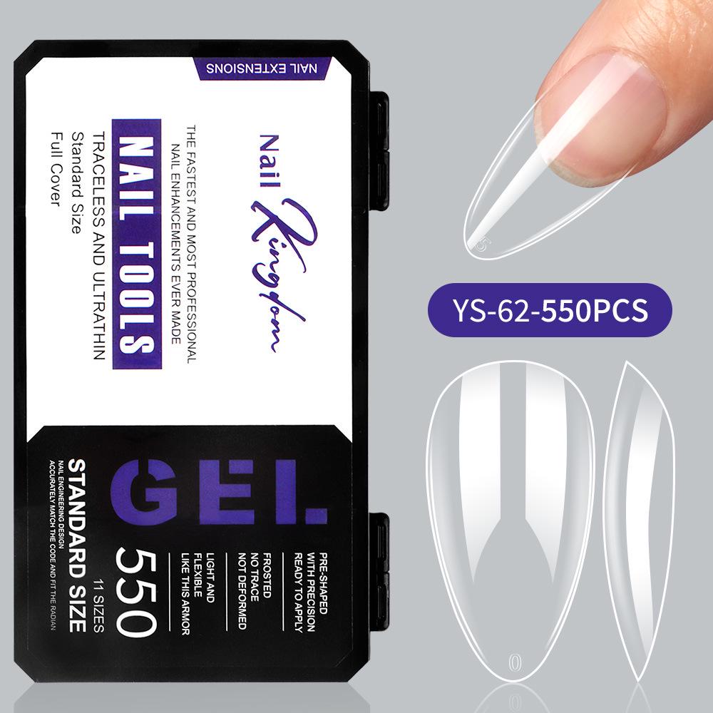 550-Piece Box of Transparent Short Square Nail Tips – Trapezoidal Full and Half Stick, Thin and Durable for Nail Art