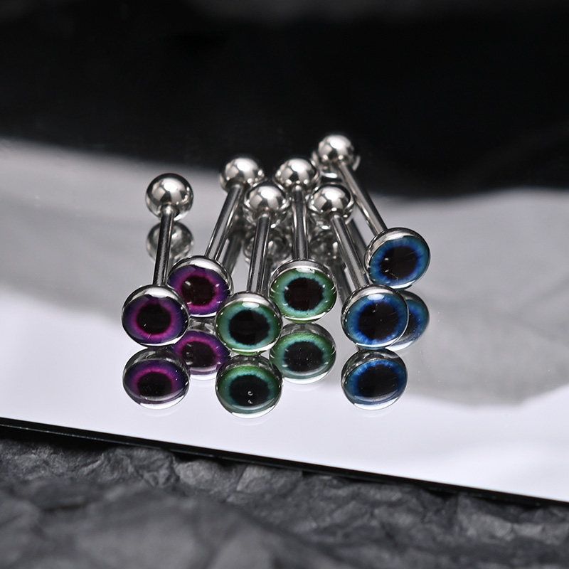 

Raccon Raccoon Devil s Eye Titanium Steel Tongue Pin Can Drink Fashion Sexy External Thread Tongue Pin Piercing Jewelry Free with Order -10-12-14-16-18 (5 Poles)