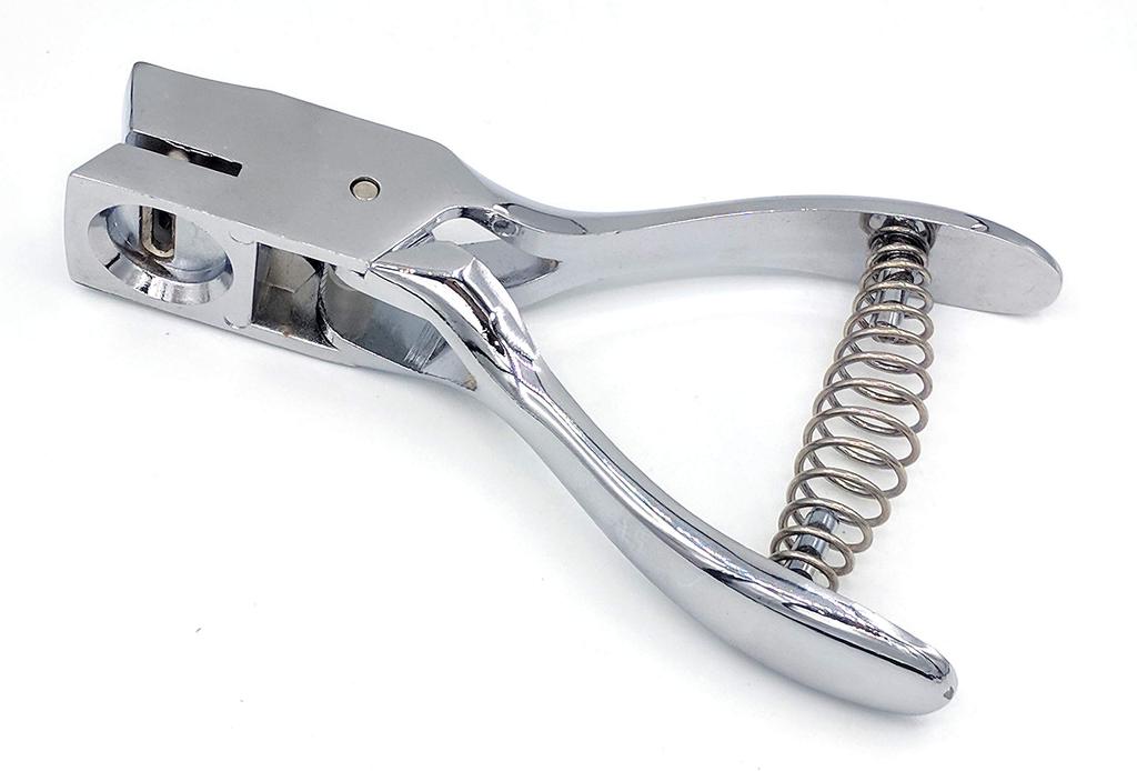 Kucaa Metal Silver Handheld Slot Hole Punch Pliers for PVC and Photo ID Cards Cards, Badges, (15x3mm)
