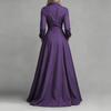 Women Long Sleeve Shirt Dress High Waist Flared Maxi Dress Button Down Front Collared Casual Dress with Pockets