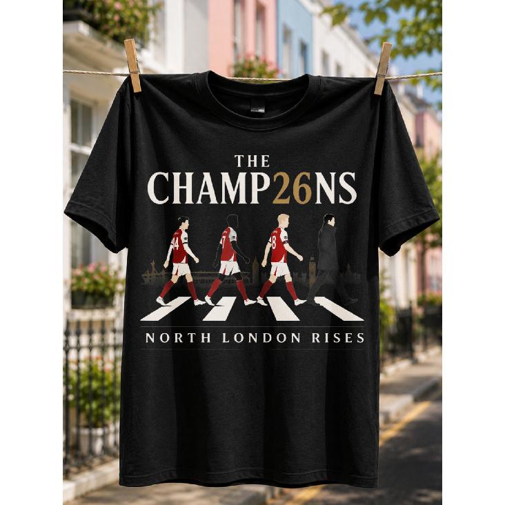 Casual Style Men S T-Shirt Football Team Crossing Road Design North London Rises Theme Summer And Spring Wear Gift for Football Fans And Sports S