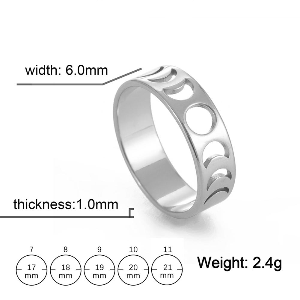 Teamer Moon Ring for Women Full Crescent Moon Stainless Steel Finger Rings Vintage Wedding Band Astronomy Golden Jewelry Gift