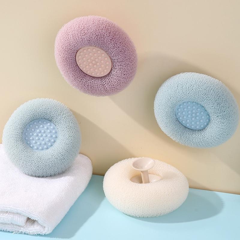 Premium Purpose Bath Sponge Mesh Pouf Gentle Exfoliating Brush And Wall Mount Storage Exfoliating Shower Ball