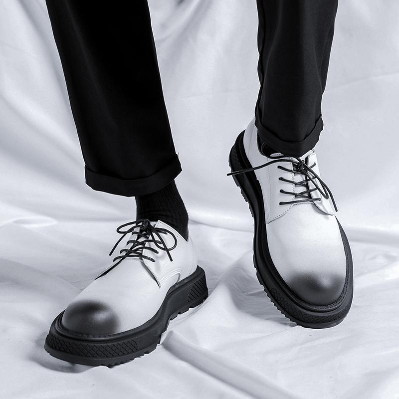 Fashion New trend  Men's Leisure business Men Fashion British leather shoes Lace-up Retro Fashion Party Wedding Thick Sole Men's Shoes