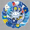 50 Blue Smiley Face Graffiti Stickers for Kids' Phone Cases, Suitcases & More - Waterproof & Cartoon-Themed