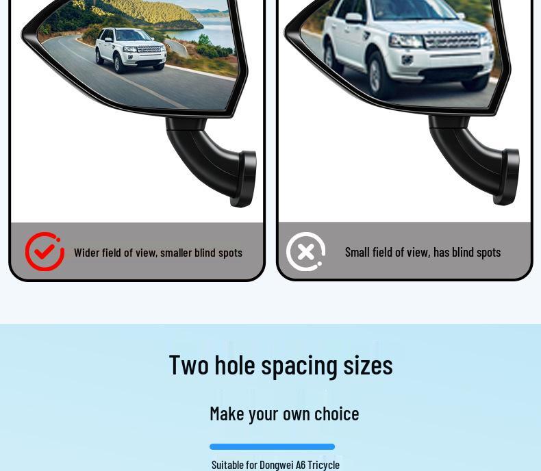 Dongwei A6 HD Electric Tricycle Adjustable Convex Rearview Mirror