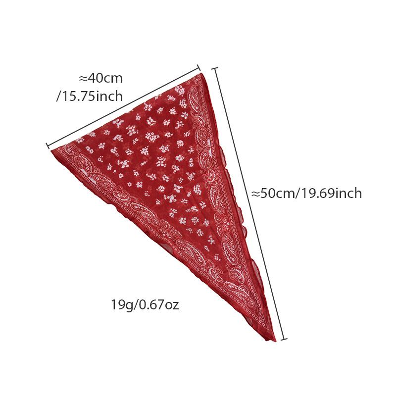 Retro Classic Red Cashew Pattern Diamond Silk Scarf Women's Low Ponytail Tie-Up Headband Scarf Headwrap Triangle Neck Scarf