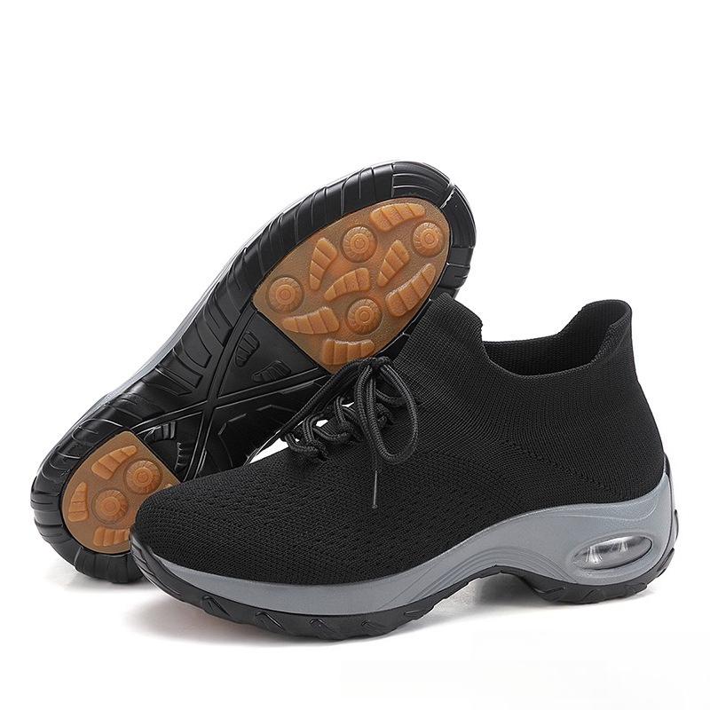 

Knitted Mesh Running Shoes Women Fashion Platform Shoes Air-cushion Sneakers Breathable Casual Shoes for Walking Dancing Traveling 44