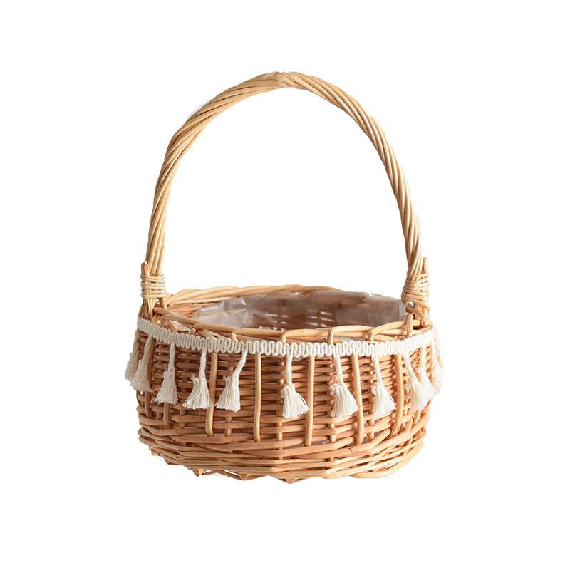 Large European-Style Bamboo Flower Basket for Arrangements - Handwoven Indoor Floral Storage Basket